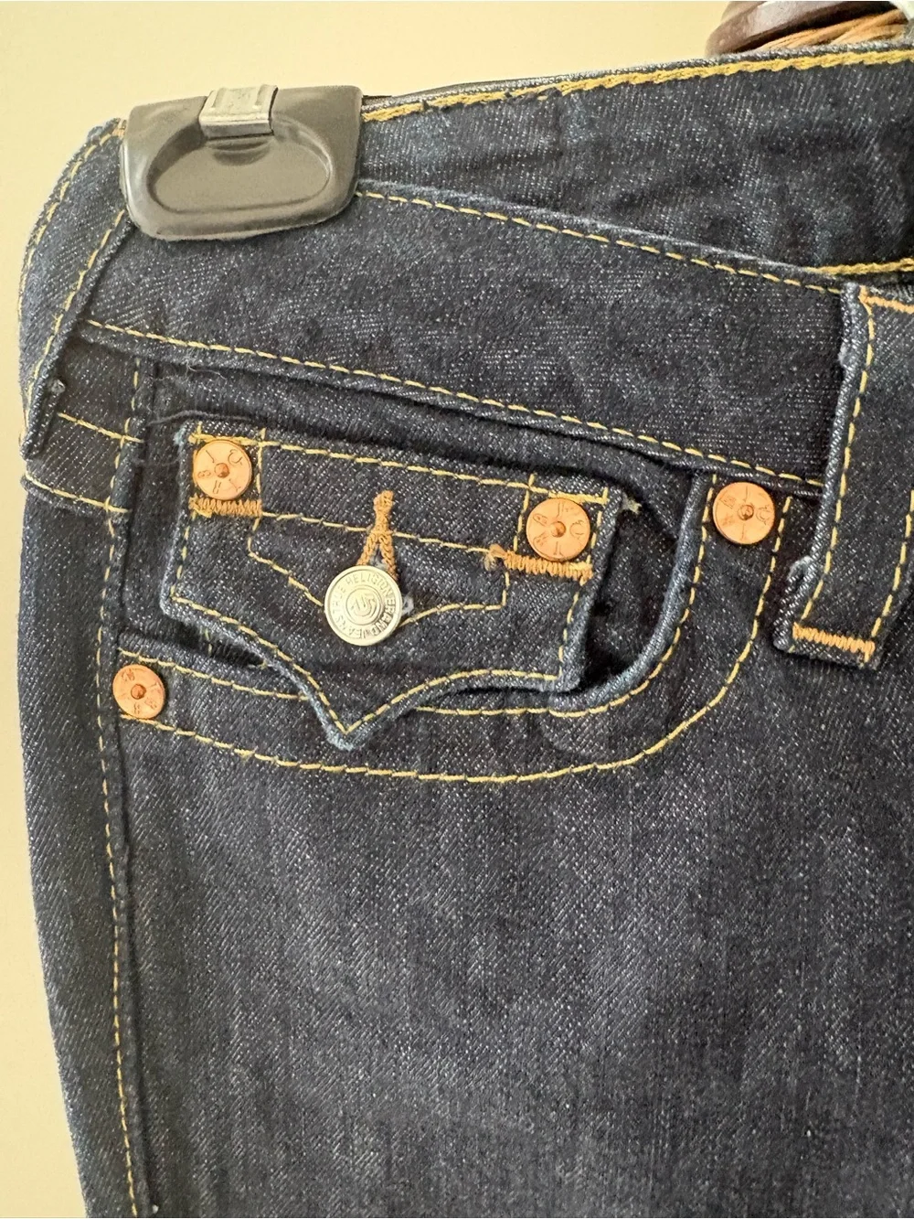 True Religion Dark Blue Women's Straight-Leg Jeans, Sequin pocket detail * 26 - Picture 4 of 6